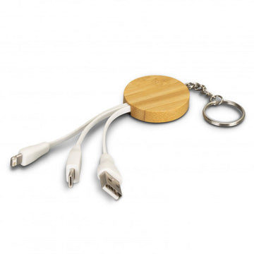 Bamboo Charging Cable Key Ring - Round - 121411-1